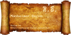 Manheimer Becse névjegykártya